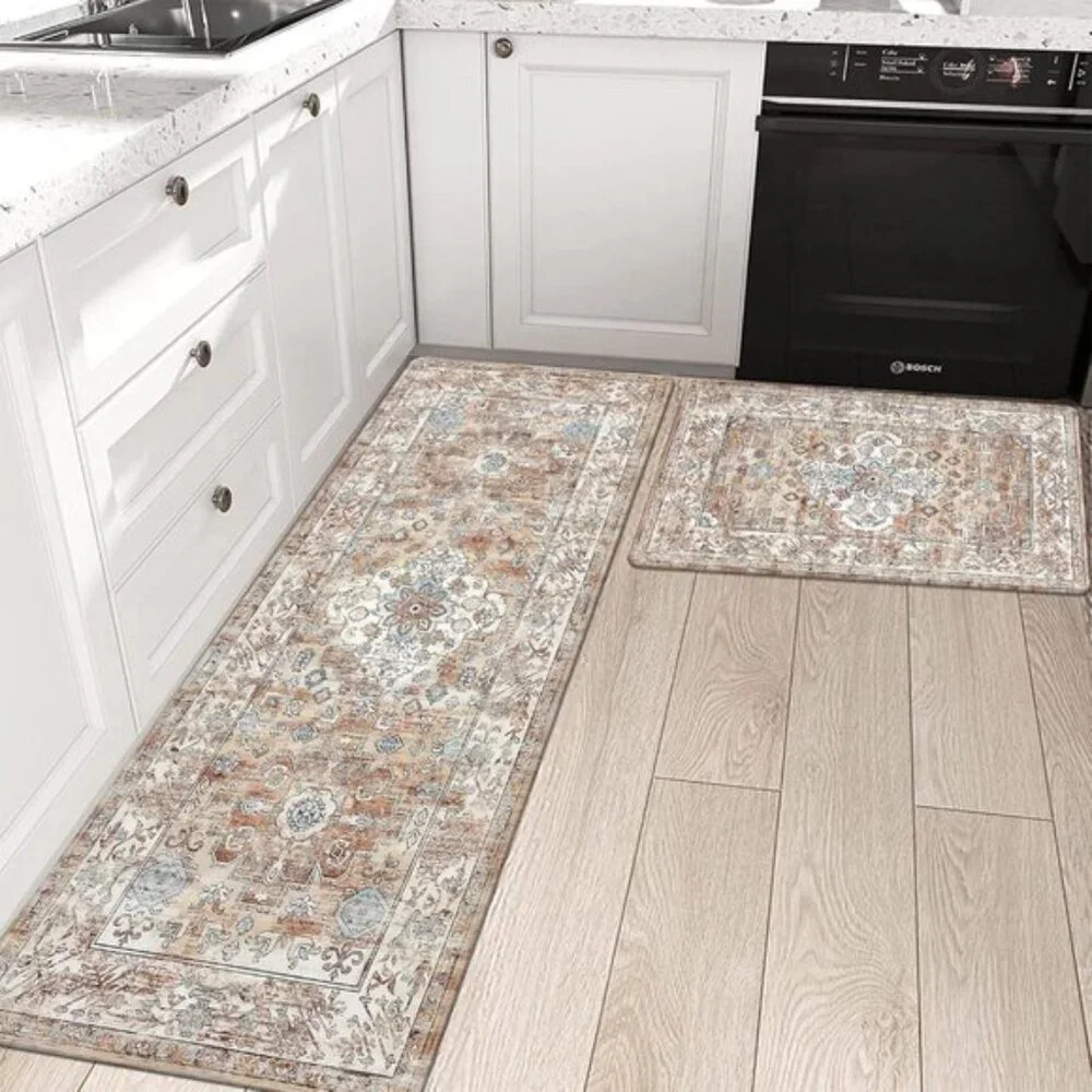 New Anti-Fatigue Kitchen Rugs, Set of 2 Non-Slip Cushioned Waterproof Floor Mats